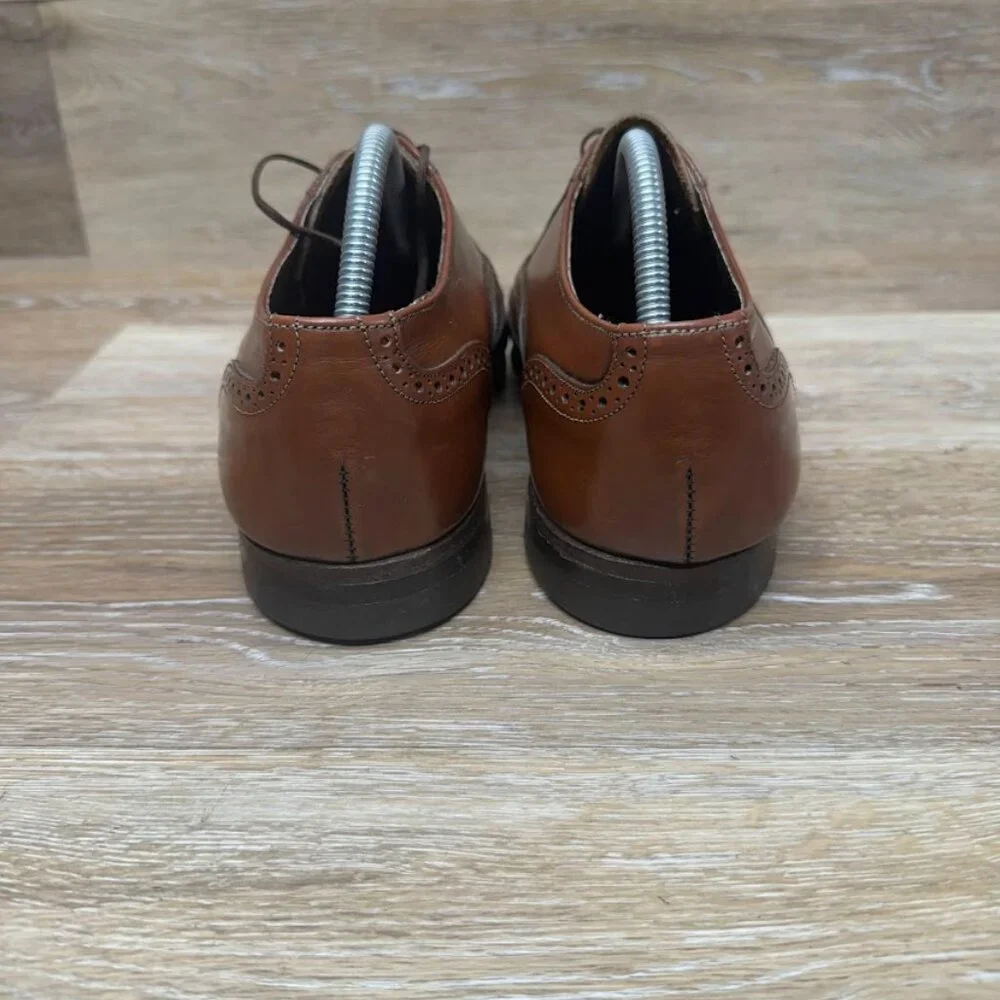 Stanford Brown Leather Wingtip Oxford Shoes Men's Size 8